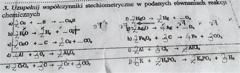 Uzupe Nij Wsp Czynniki Stechiometryczne W Podanych R Wnaniach