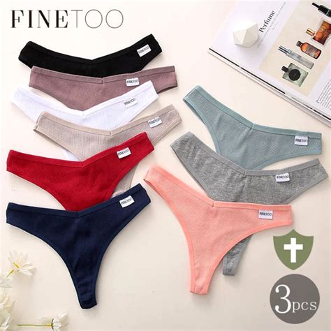 Finetoo Pcs Set M Xl Women Cotton Lingerie Solid Colors Panties Sexy