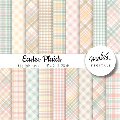 Easter Plaids Digital Paper Pack Spring Plaids Digital Etsy