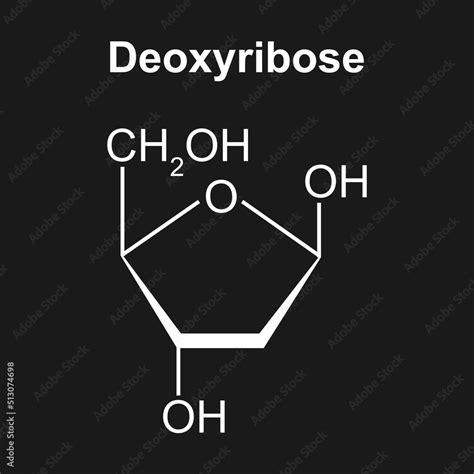 Chemical Structure of Deoxyribose Sugar Molecule. Vector Illustration ...