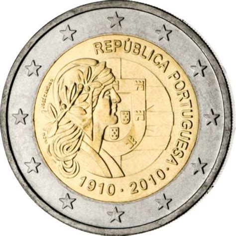 2 Euro Gedenkmünze Portugal 2010 bfr 100 Jahre Portugiesische Repu