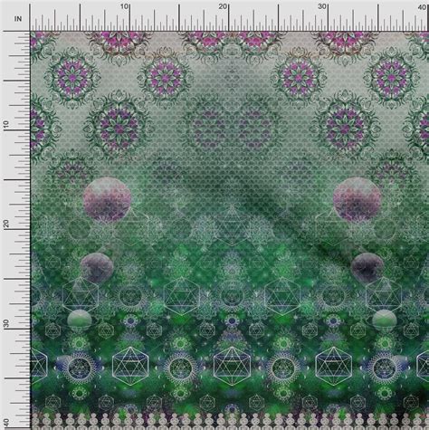 Soimoi Silk Fabric Scared Geometry And Moon Panel Printed Craft Fabric By