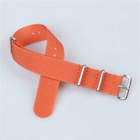 Oem New Ribbed Nylon Watch Band Orange Color In Mm Mm With Nato