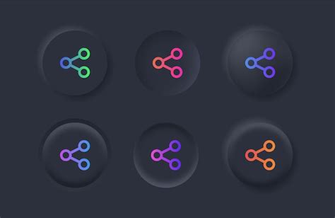 Compartilhe O Símbolo De Conexão Do ícone Em Cores Gradientes Com Botões De Neumorfismo E ícones