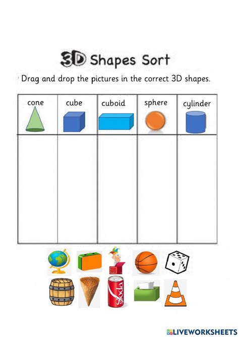 3d Shapes Exercise For Grade 2 Live Worksheets Worksheets Library