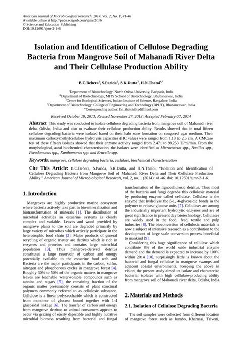 Pdf Isolation And Identification Of Cellulose Degrading Pubs