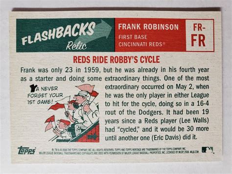 Topps Heritage Flashback Relics Frank Robinson Crosley Field