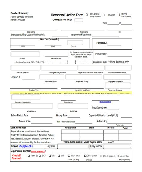 FREE 9 Personnel Action Form Samples In MS Word PDF Excel