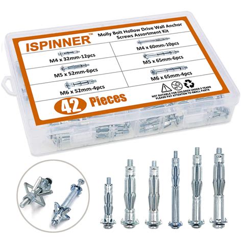 Ispinner Pcs Sizes Zinc Plated Steel Molly Bolt Hollow Drive Wall