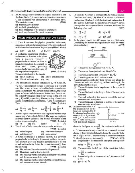 Solution Iit Jee Advanced And Jee Main Electromagnetic Induction And