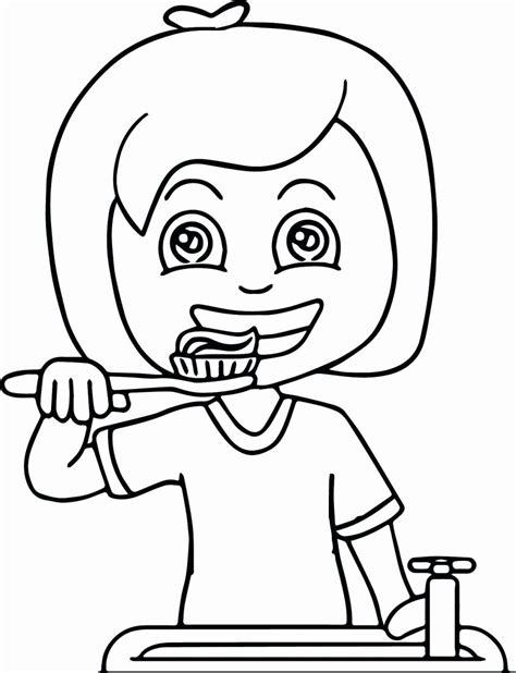 Coloring Pages | Girl Brushing Teeth Coloring Pages