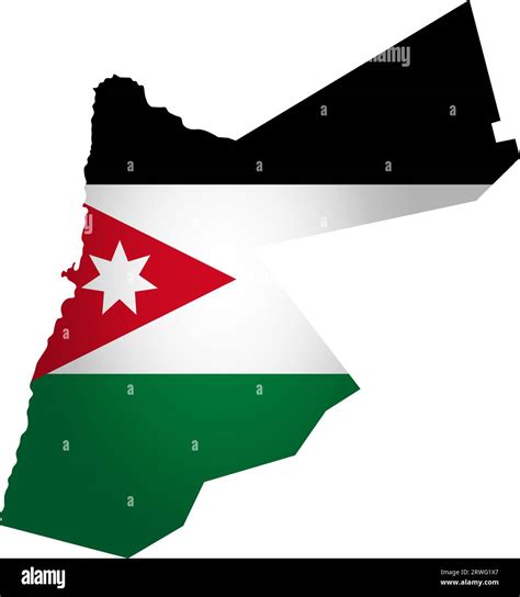 Illustration With National Flag With Simplified Shape Of Jordan Map