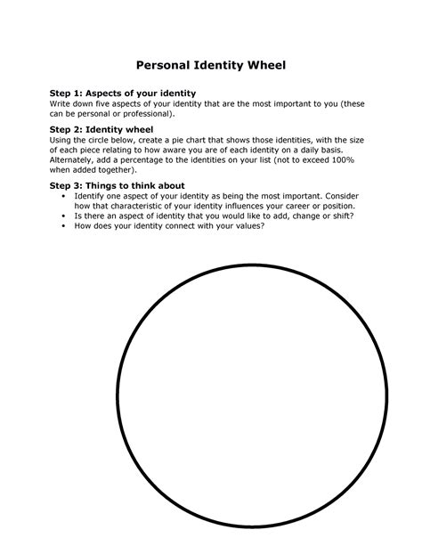 Personal Identity Wheel Final Personal Identity Wheel Step 1