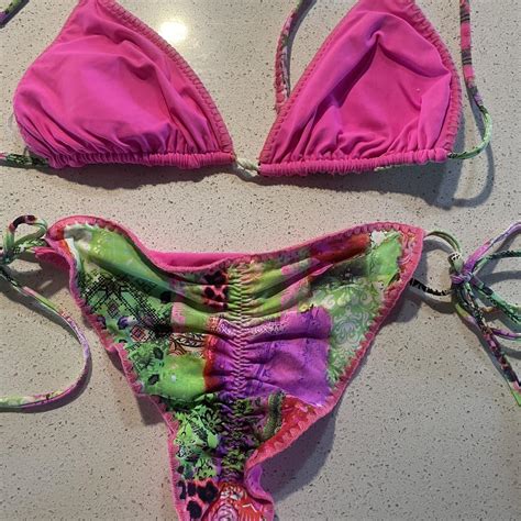 Pink And Green Reversible Luli Fama Bikini Both Depop