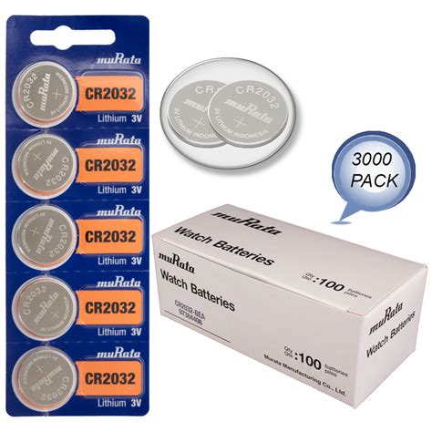 Murata Lithium Coin Cells Cr2032 3000 Wholesale Pack