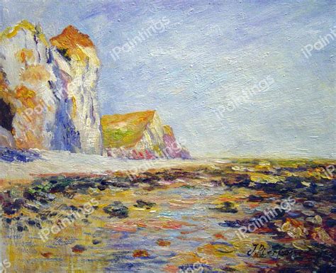 Beach And Cliffs At Pourville, Morning Effect Painting by Claude Monet ...