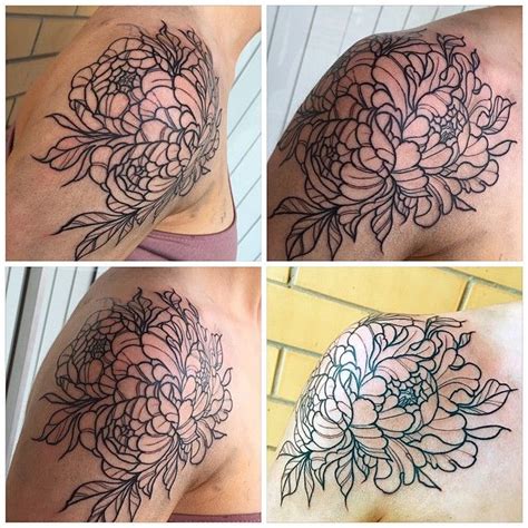 Shoulder Peonies Tattoo Design
