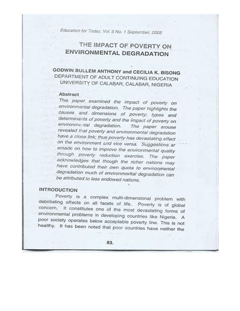 (PDF) The impact of poverty on environmental degradation