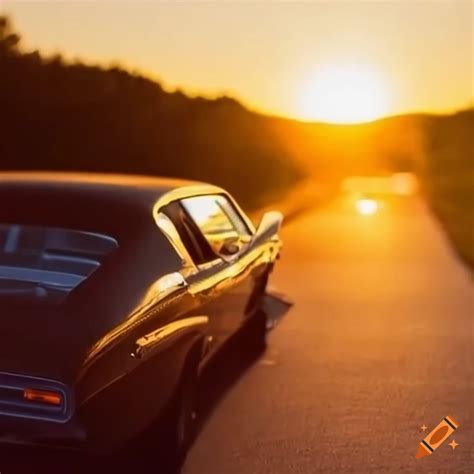 Muscle Car Driving Into The Sunset On Craiyon