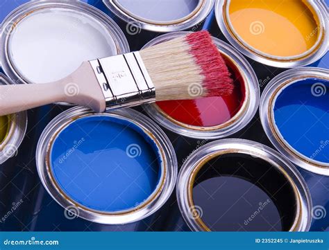 Paint Brush And Cans Stock Image Image Of Brushes Colorful 2352245