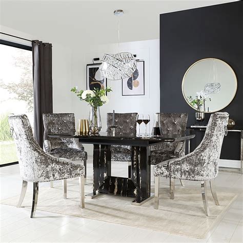 Florence Extending Dining Table Imperial Chairs Black Marble