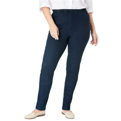 Woman Within - Woman Within Plus Size Straight Leg Fineline Jean Jeans - Walmart.com - Walmart.com