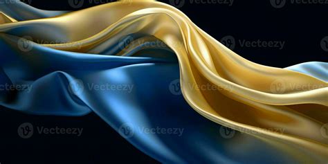 Ai Generated Luxurious Blue And Gold Silk Fabric Background Generative