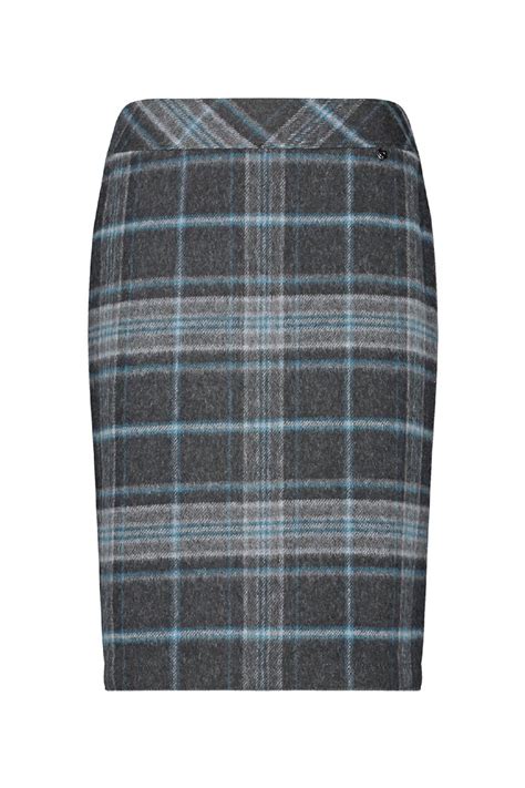Gerry Weber Grey/Aqua Check Skirt Style 111024 | Gilly's of Burnham Market