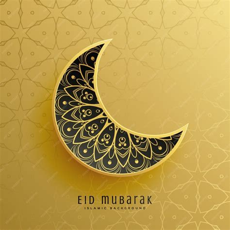 Premium Vector Creative Golden Eid Festival Moon Decoration Background