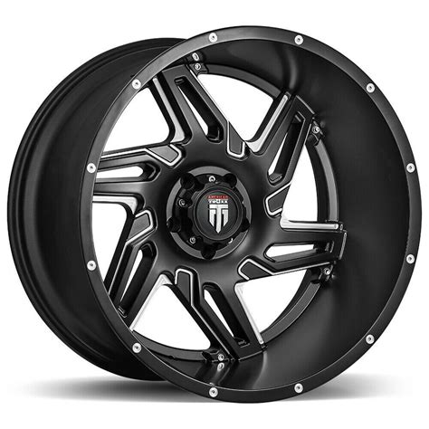 22x12 American Truxx AT186 Spurs 6x135 44 Black Milled Wheels Rims Set