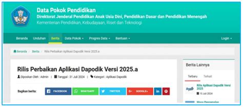 Update Aplikasi Dapodik Versi 2025 A Untuk Semester Ganjil Tahun Ajaran