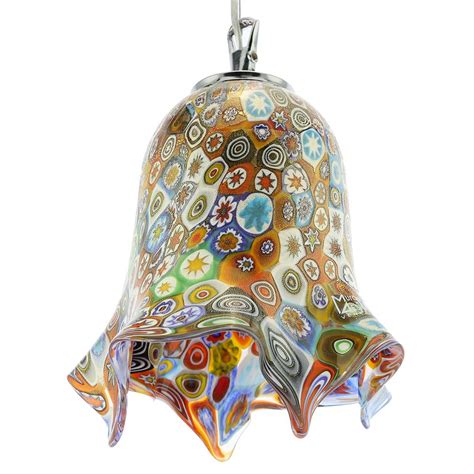 Murano Glass Lighting | Murano Glass Fazzoletto Pendant Light - Millefiori