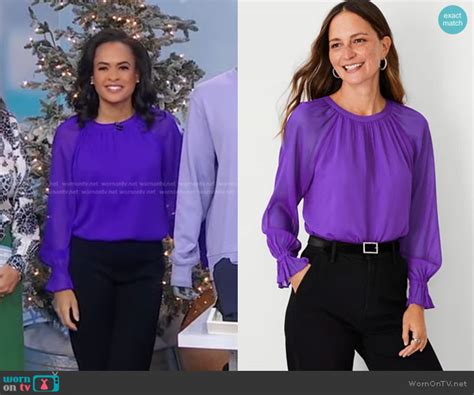 Wornontv Linseys Purple Sheer Blouse On Good Morning America Linsey Davis Clothes And