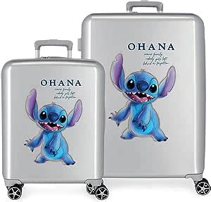 Set Valigie Disney Stitch Grigio Cm Abs Rigido Chiusura Tsa