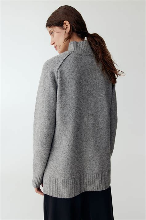 Mama Mock Turtleneck Sweater Gray Melange Ladies Handm Ca