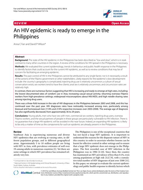 Pdf An Hiv Epidemic Is Ready To Emerge In The Philippines