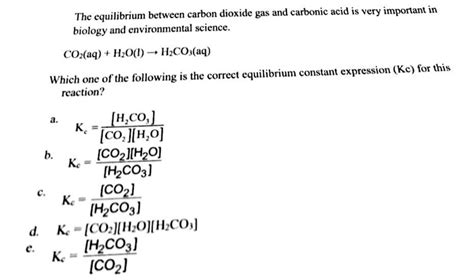 Solved The Equilibrium Between Carbon Dioxide Gas And