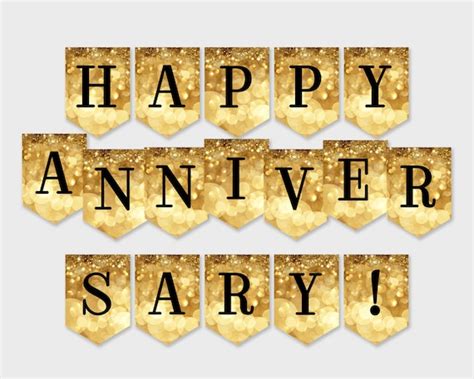 Happy Anniversary Banner Sparkle Gold Bokeh Glitter - Etsy