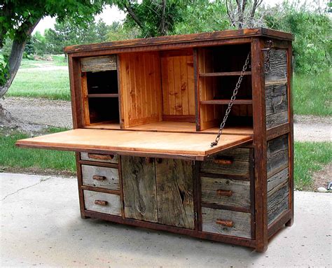 Rustic Barnwood Desks Computer Fold Down And Seven Drawer Wood Desk