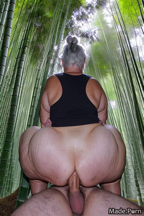 Porn Image Of Ssbbw Big Hips Top Knot Hair White Hair Photo Bamboo Forest Caucasian Created By AI