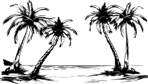 Premium Vector Tropical Coconut Palm Trees Vector Sketch Illustration