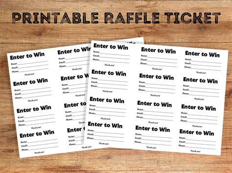 Printable Raffle Tickets Raffle Ticket Template Enter To Win