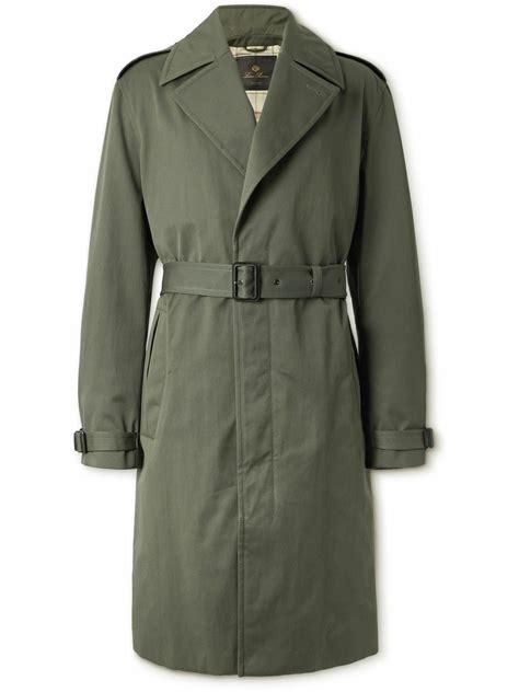 Loro Piana Nevado Belted Cotton Twill Coat Green Loro Piana