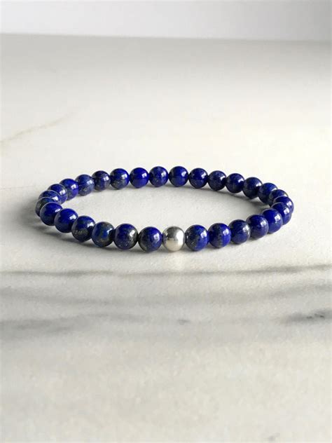 Lapis Lazuli Jewelry Blue Stretch Bracelet For Women Men Etsy Blue