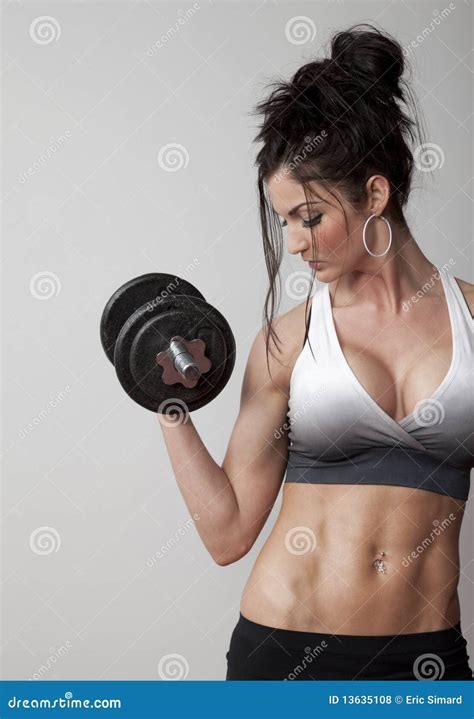 Woman Lifting Dumbbell Stock Photo Image Of Sparse Person 13635108