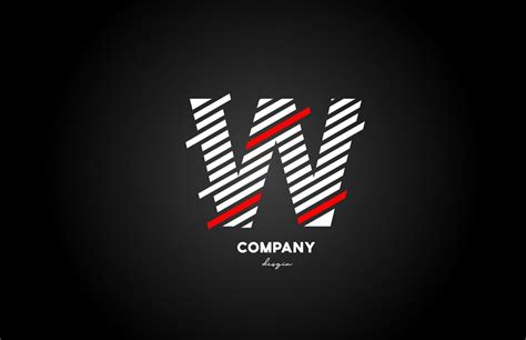 Black White Red W Alphabet Letter Logo Design Icon For Company And