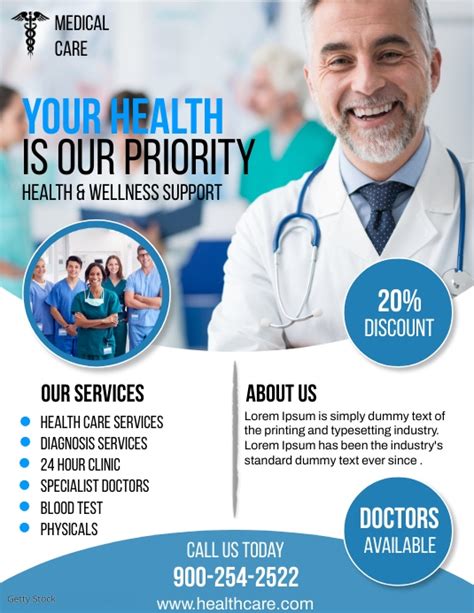 Health Care Center And Hospital Poster Flyer Template Postermywall