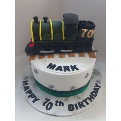70th Birthday Cake With Sugar Crafted Steam Train 70th Birthday Cake