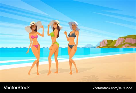 Drei Frau in Bikini am Strand sexy Mädchen tragen