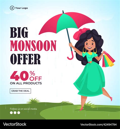 Banner Design Of Big Monsoon Offer Royalty Free Vector Image